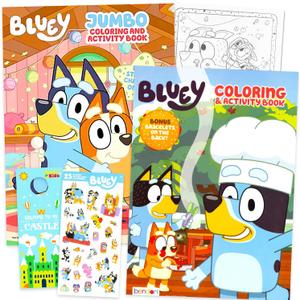 Bluey Coloring Books for Kids Ages 4-8 - Bundle with Cartoon Coloring Pages, Activities, Games Plus Stickers, More | Bluey Activity Book Set for Girls, Boys, Kids