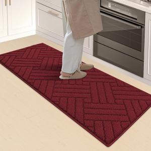 Red Kitchen Runner Rug 20"x47" Kitchen Rugs Non Slip, Christmas Kitchen Mats for Floor, Washable Absorbent Resist Dirt Comfort Standing Mat for Entryway,Hallway, Front of Sink (1'8" x 3'11" (Runner))