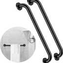 2 Pack 24 Inch Black Shower Grab Bars, ZUEXT Stainless Steel Bathroom Wall Grab Bar Handle, Shower Balance Bar, Safety Hand Rail Support,Handicap Elderly Senior Assist Bath Grab Handle(1.25" Diameter)