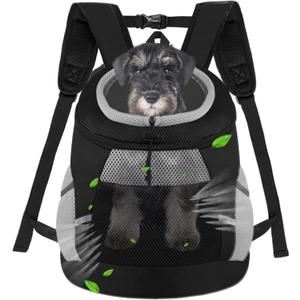 SMONT Dog Backpack Carrier Pet Lightweight Dog Carrier Backpack Small Dog Front Backpack Breathable Dog Carriers for Small Dogs with Safety Belt for Outdoor Hiking Travel Use M (7-14 lbs) Black