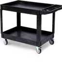 Heavy Duty Rolling Utility Cart, 2 Tier Service Cart with Wheels, Ergonomic Storage Handle, 550 LBS Capacity, Plastic Tool Cart Detailing Cart for Warehouse, Garage, Workshop,Kitchen, 40.5x17.7 in