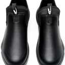 Chef Work Boots for Men, Leather Non Slip Food Service Shoes, for Kitchen, Restaurant, Water&Oil Resistant, Comfortable, Lightweight (Black,8.5)