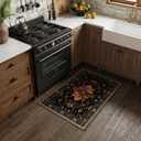 RELEANY Area Rugs 2'x3' Kitchen Rugs Entry Rug Small Rugs for Entryway Kitchen Bathroom Door Mat Indoor Entrance,Washable Non Slip, Black Colorful Floral Dark Tan