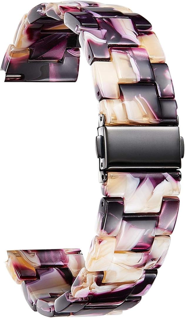 BINLUN Resin Watch Bands Replacement Watch Straps for Men Women 14 Colors Watchbands Lightweight 12/14/16/18/20/22mm Wrist Bands Fashion Skin-Friendly Smart Watch Bracelets (Mixed Purple)