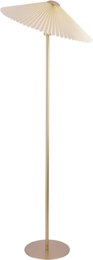 KUNJOULAM Pleated Floor Lamp, Pole Floor Lamps, Simple Design Tall Lamp with Fabric Lampshade, Standing Lamp for Living Room, Bedroom, Office, Home (Champagne Gold)