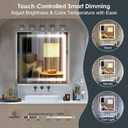 LED Lighted Bathroom Mirror with Anti-Fog, Square Wall Mounted Vanity Mirror with Smart Touch Button, Memory Function, Adjustable Warm White/Natural/Daylight Lights(24x24 inches)