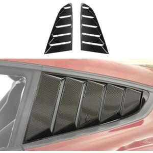 RT-TCZ Carbon Fiber Rear Quarter Side Window Scoop Louvers Sun Shade Cover Wind Vent Air Deflector Decoration Exterior Accessories for Ford Mustang 2015-2022,2PCS