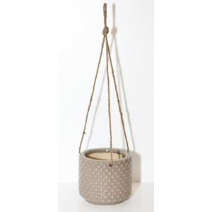 Global Outdoors Ceramic Hanging Basket Planter Grey - 1 ct