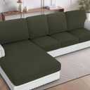 H.VERSAILTEX Sectional Couch Covers 4 Pieces Sofa Seat Cushion Covers L Shape Separate Cushion Couch Chaise Cover for Both Left/Right Sectional Couch (Seat Only: 1 Chaise + 3 Sofa, Olive)
