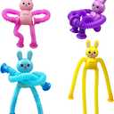 Anditoy 4 Pack Easter Bunny Suction Cup Pop Tubes Toys Sensory Toys for Kids Boys Girls Toddlers Easter Basket Stuffers Gifts Party Favors