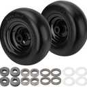 11x4.00-5" Flat Free Lawn Mower Tire on Wheel, Universal Fit 11x4.00-5 Smooth Tread Tire for Zero Turn Lawn Mowers - with 3/4" Bushings and 3.4"-5" Centered Hub - Contain Adapter Kit | Black-2Pcs