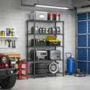 IZEUK 5-Tier Heavy Duty Metal Storage Shelving Unit, Adjustable Steel Wire Rack Shelf Organizer for Garage, Kitchen, Basement, Laundry, Office(Black, 17.7" D x 47.2" W x 72.3" H, 1750 lbs Capacity)