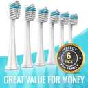 Toothbrush Replacement Heads Compatible with Waterpik Sonic Fusion 2.0 & Flossing Toothbrush SF01/SF02/SF03/SF04, Replacement Heads with Dupont Nylon & Color Fade Bristles - 6 Pack