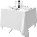 Surmente Square Tablecloth for Square or Round Tables 100% Polyester 85x85 Inch Table Cloth for Weddings, Banquets, or Restaurants (White)