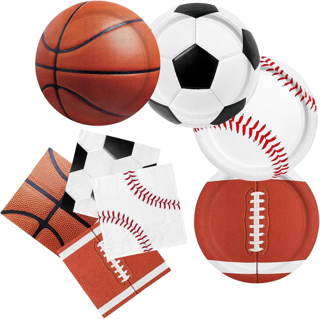 Gatherfun Sports Themed Birthday Party Kit for 40 - Includes Sports Themed Plates and Napkins for Boys Sports Theme Party Decorations Supplies