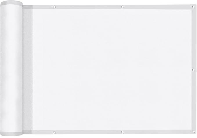 LOVE STORY Waterproof Balcony Privacy Screen Cover - White 3 x3 Opaque Fence Covering Privacy, 100% Polyester Fabric, UV Protection Shield for Apartment Railing,Outdoor Patio, Deck, Porch (0 3' x 0 3' -PES)
