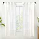 YoungsTex Ivory White Linen Curtains 63 Inch Length for Living Room, Semi Sheer Window Drapes Light Filtering Textured with Rod Pocket Back Tab for Bedroom, 2 Panels, 42 X 63 Inch