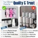 3 Pack Magnetic Stanley Cup Holder for Fridge | 6 Lids Organizer & 6 Tumbler Cups Storage | Wall Mount Rack for Water Bottle | Fits 30/40 oz for Kitchen Garage Gym Toolboxes & Metal Surface (Black)
