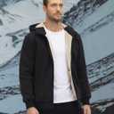 TACVASEN Men's Zip Up Sherpa Lined Hoodies Thick Fleece Heavyweight Jacket Windproof Thermal Zipper Sweatshirt (Black, XXL)