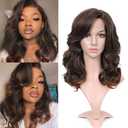 Lady Miranda Loose Wave Lace Part Wig Mixed Brown Nature Curly Synthetic Heat Resistant Weave Full Wigs for Women (16 Inch)