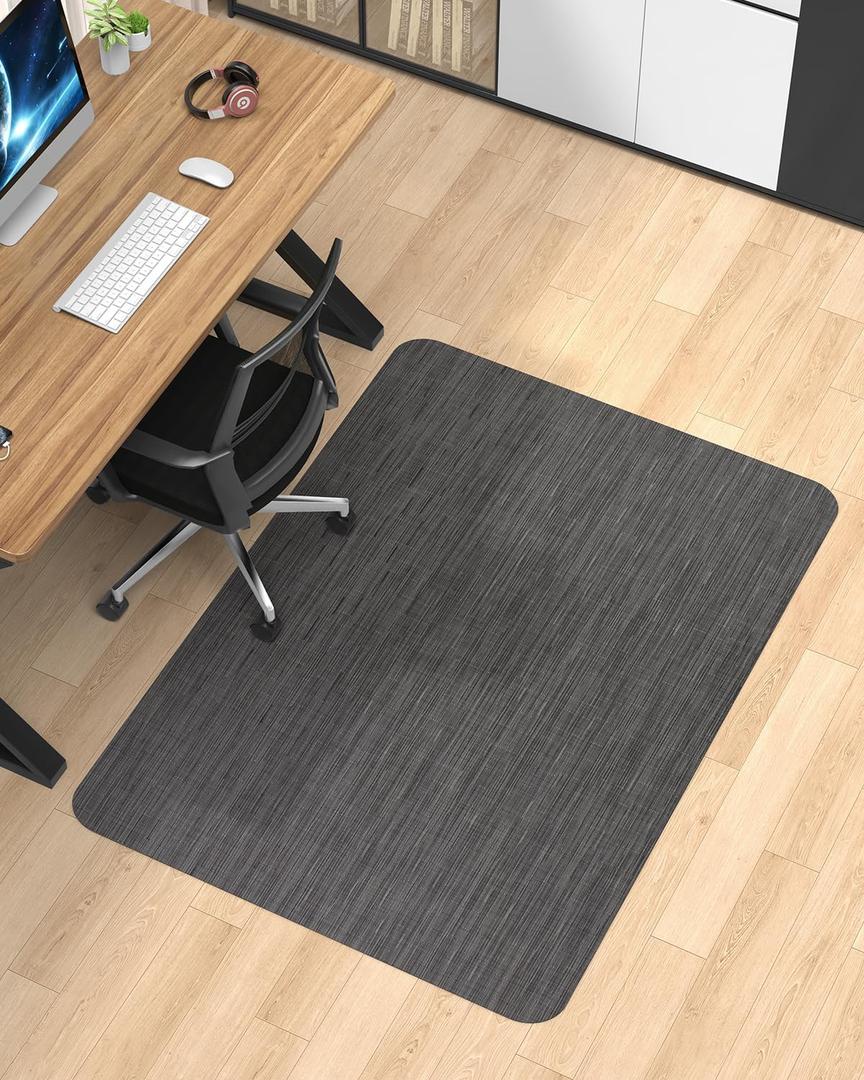 Blvornl Office Chair Mat for Hardwood Floor, 35.4"*47.2" Desk Computer Mat for Hard Wood, Large Anti-Slip Hard Floor Protector Rolling Chair Mat, PVC Desk Rug for Office Black