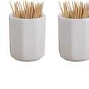 2 Pcs White Ceramic Toothpick Holder Dispenser Toothpick Storage Container Food Picks Holder Cotton Swab Holder for Kitchen Restaurant
