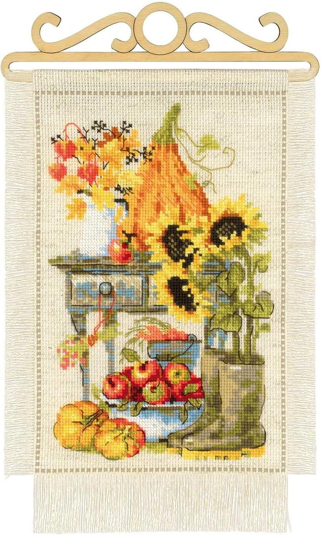 RIOLIS - Cottage Garden. Autumn 1657, Cross Stitch Kits 7,87" x 11,81", Cross Stitch Kits for Beginners & Advanced, Crossstitching Kit Adult, Embroidery Counted Stitching Kit