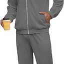 Mens 2 Piece Sweatsuits for Men Full Zip Casual Track Suits Athletic Jogging Suit Sets Sport Sweat Suit, 2XL