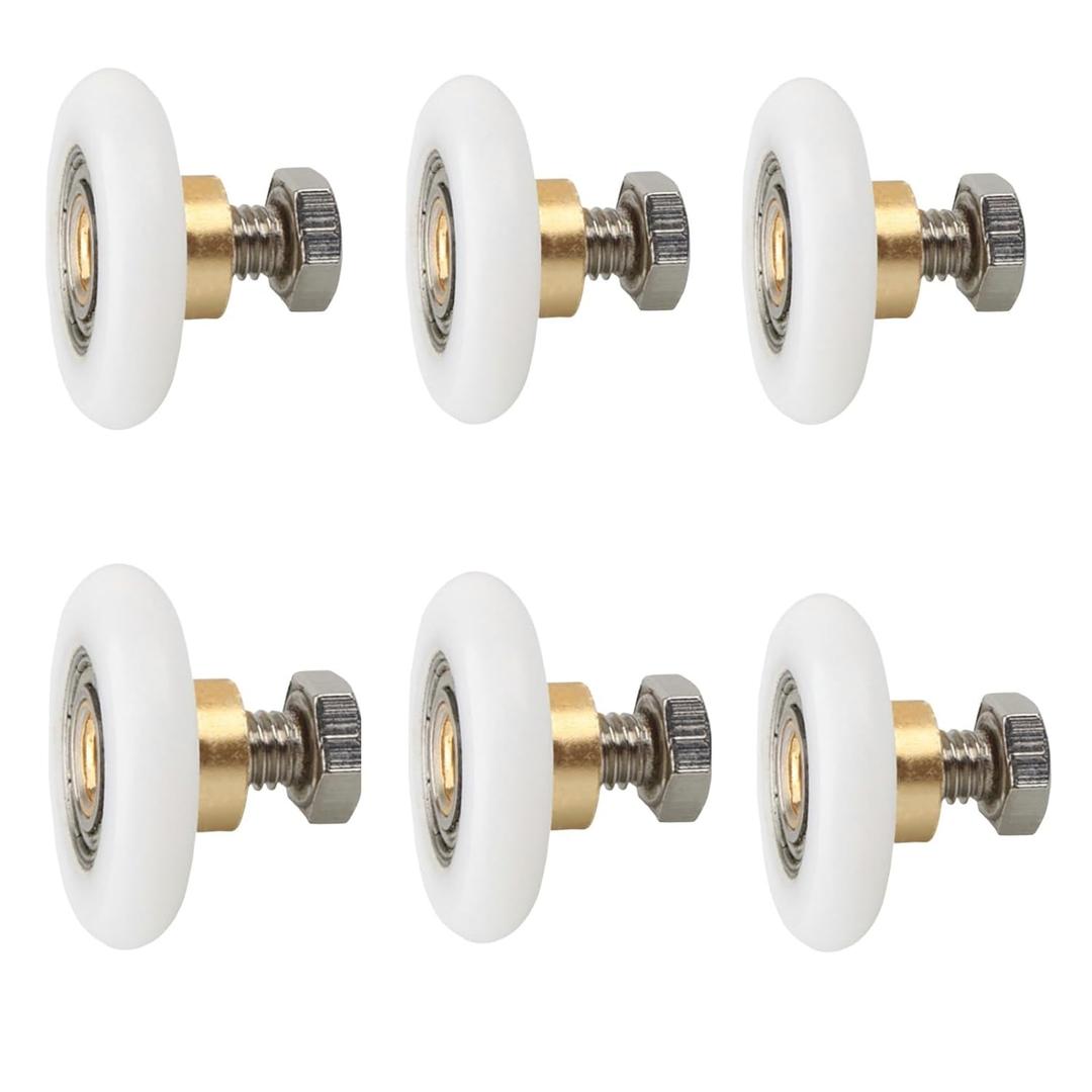 Shower Door Rollers Replacement Runners, Diameter 25mm 6pcs Shower Door Wheels, Runners Wheels Replacement Part for Bathroom Glass Door Runner Sliding