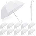 12 Pcs White Wedding Bubble Umbrellas Bulk Wedding Style Stick Umbrellas Clear Bubble Umbrella with J Hook Handle Auto Open Windproof Stick Umbrellas for Wedding Bridal Parties