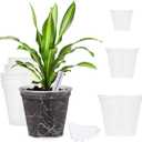 GREENPARA Transparent Plastic Planter 4/5 /6 inch Plant Nursery Pots with Drainage Hole Indoor Modern Decorative Containers for Plants, Herb, Flowers, and Cactus with 10pcs Plant Labels, 12pcs
