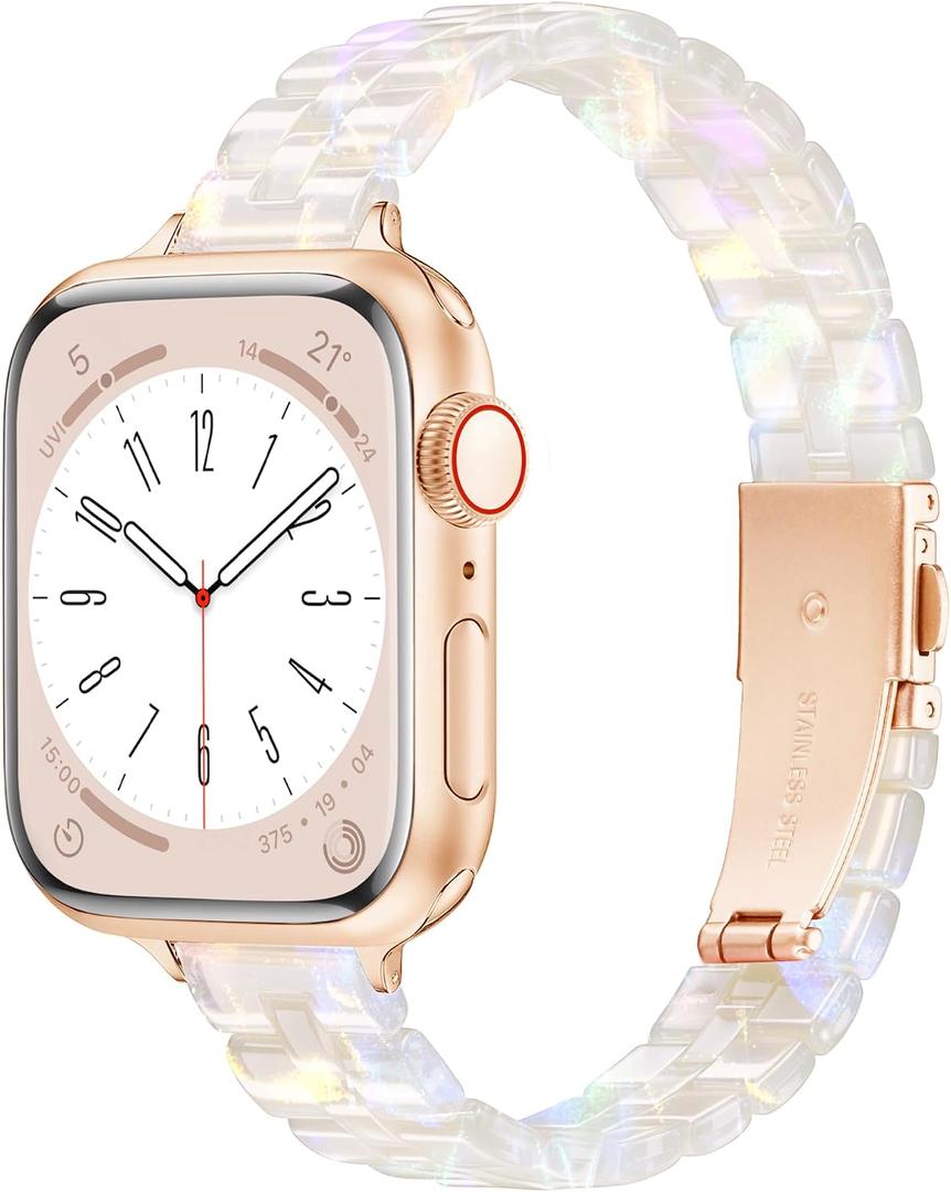 Compatible With Apple Watch Band 38mm 40mm 41mm 42mm 44mm 45mm 46mm 49mm Lightweight Resin For iwatch SE 3 2 Series 11 10 Series 9 8 7 6 5 4 3 2 1 Ultra Apple Watch Bands for Women Men