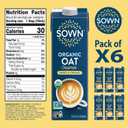 SOWN Organic Oat Creamer Sweet & Creamy - Barista Oat Milk Non Dairy Coffee Creamer - Plant Based, Dairy-Free, Vegan, Gluten-Free, Non-GMO, Shelf Stable - 32oz (Pack of 6) (EXP 05/08/27)