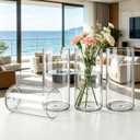 4 Pack Acrylic Cylinder Vases for Centerpieces,5 x 8 inch Tall Clear Flower Vases, Unbreakable Vases, Hurricane Candle Holders Floating Candle Vase for Wedding Dinner Table Party Room Decor