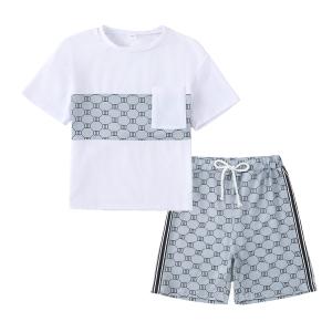 Ayzozuy Tween Boys' 2-Piece Outfit Color Block T-Shirt and Geometric Pattern Shorts Set Casual Summer Clothes for Kids Years size 13 14