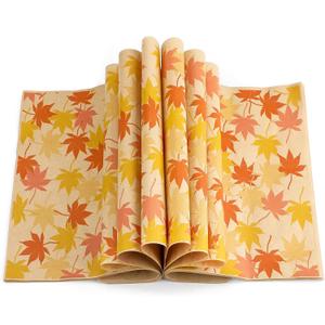 Tenare 150 Pieces Autumn Fall Wax Paper Sheets Food Wrap Grease Resistant Liners Thanksgiving Theme Waterproof Wrapping Tissue Food Picnic Paper for Kitchen(Orange Maple Leaf)