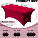 Trlyc 2 Pack 6FT Spandex Table Cloth - 72 x 30 Inch Rectangular Stretch Tablecloth, Wrinkle Resistant Scretch Table Cover for Wedding, Party, Banquet, Picnic, Outdoor Decoration (2Pcs,Burgundy)