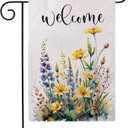 2 x Colorful Floral Garden Flag 12.5 x 18 Inch Spring Welcome Garden Flag Double Sided Farmhouse Flowers Yard Flags for Outdoor Seasonal Porch Lawn Decor (Yellow)