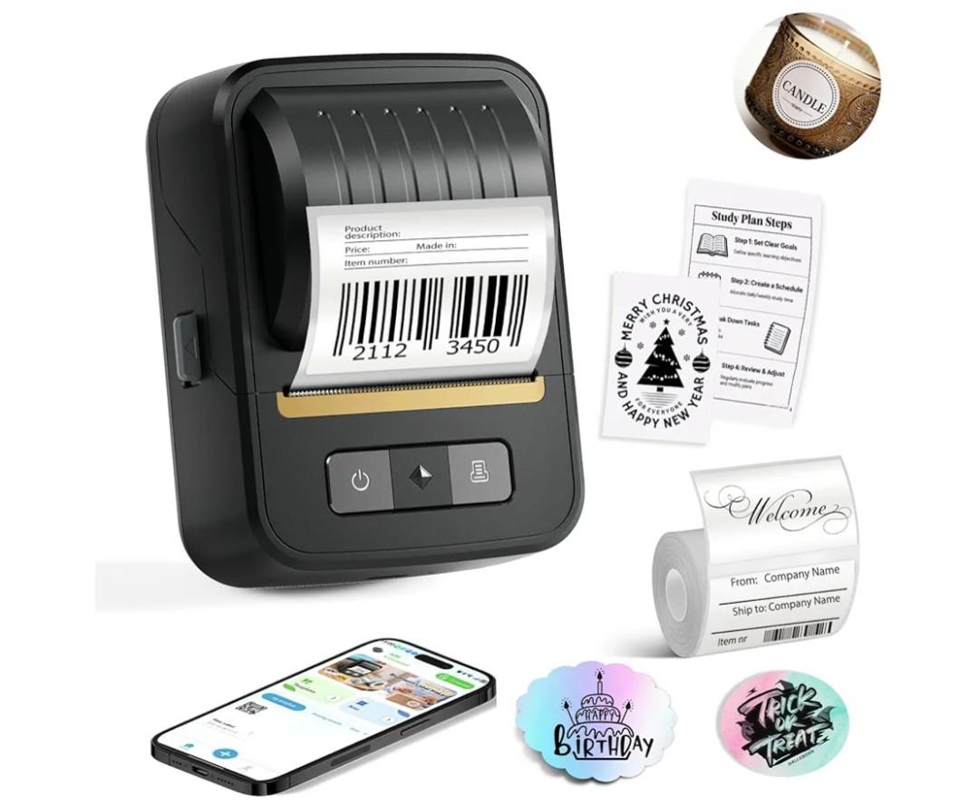 Label Maker Machine with Tape, 2 Inch Portable Bluetooth Label Makers, N20 Wireless Thermal Label Printer for Small Business, Office, Home, School, Barcode Address Logo Labeler for Phone