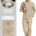 TACVASEN Men's Fishing Shirts Long Sleeve Sun Protection UPF50+ Quick Dry Button Down Shirts with Zipper Pockets (S)