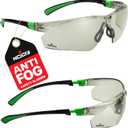 NoCry Tinted Safety Glasses for Men and Women with Anti-Fog and Scratch Resistant Wrap-Around Lenses  Adjustable Temples and Nose Pads  100% UV Resistant, ANSI Z87.1 Certified Protective Eyewear (Black & Green Tinted)