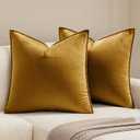 MIULEE Mustard Yellow Velvet Throw Pillow Covers 20x20 Soft Decorative Solid Square Cushion Cases Pack of 2 Modern Luxury Home Decor for Couch, Sofa, Bedroom