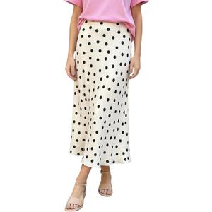 GORGLITTER Women's Polka Dots Maxi Skirt Vintage Elegant Pencil Flowy Long Skirts (L)