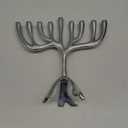 Yair Emanuel Modern Tree of Life Hanukkah Menorah - Contemporary Aluminum Design - Three Fits Standard Hanukkah Candles (7 Inch)