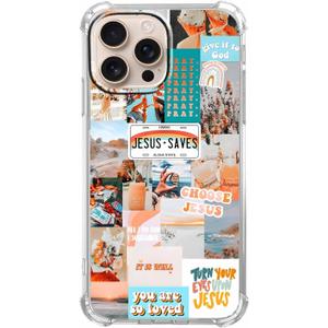 Christian Quotes iPhone 16 Pro Case, Aesthetic Vintage Jesus Bible Verses Pattern for Women & Men, Soft TPU Bumper