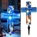 Yousoontic Outdoor Nativity Scene Solar Lighted Religious Christmas Garden Stake Nativity Scene Yard Decorations Solar Light up Holy Night Cross Stake Decor for Christmas Outside Patio Yard(Stylish)