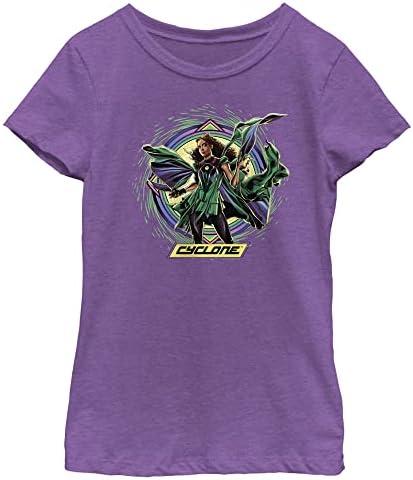 DC Comics Black Adam Cyclone Circle Girls Short Sleeve Tee Shirt, Large