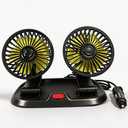 Premium 12V Dual Head Car Cooling Fan, 360 Rotatable, Quiet Powerful Automotive Fan with Cigarette Lighter Plug, Fast Heat Dissipation for Car, SUV, RV, Truck & All Vehicles