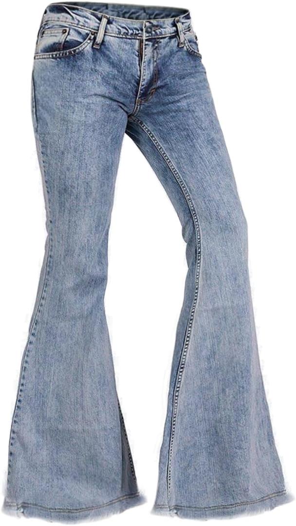 EVEDESIGN 70s Outfits Bell Bottom Pants for Men,Mens Bell Bottom Jeans Flared Jeans (Blue, M)