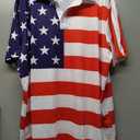 LINOCOUTON Men's American Patriotic Flag Pride Day Golf Polo Short Sleeve Shirt (XX-Large, White)